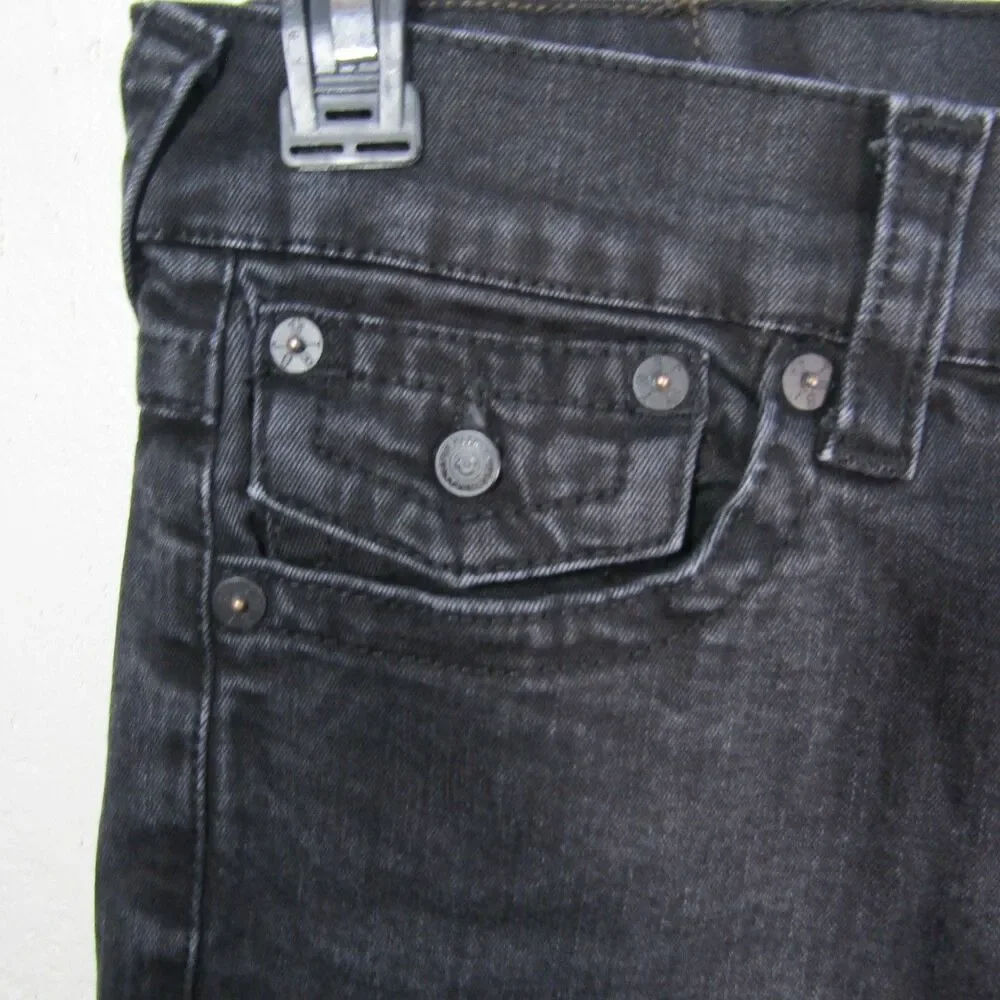 True Religion Ricky Relaxed Straight Jeans Men's Size 30 Black Washed Denim